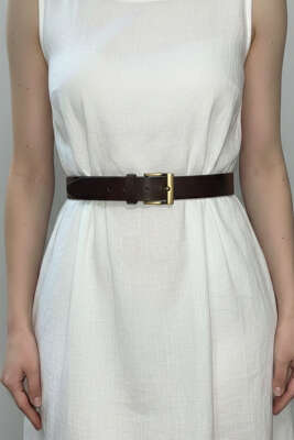 Klasik Tokalı Kemer Kahve - Deri Kemer