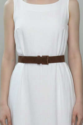 Klasik Tokalı Kemer Kahve Süet - Süet Kemer