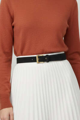 Klasik Tokalı Kemer Siyah Süet - Süet Kemer