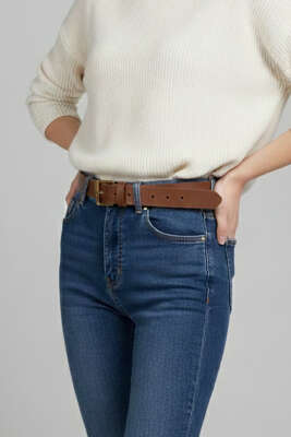 Klasik Tokalı Kemer Taba - Deri Kemer