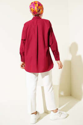 Klasik Yaka Cepli Gömlek Bordo - 300-500 TL Ürünler