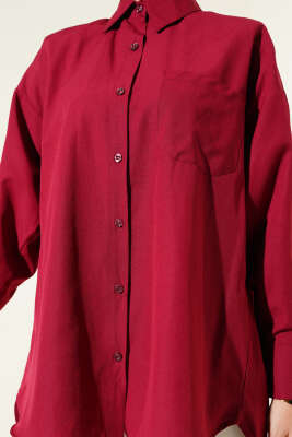 Klasik Yaka Cepli Gömlek Bordo - 300-500 TL Ürünler