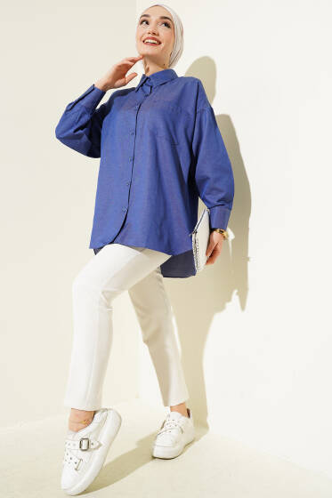 Klasik Yaka Cepli Gömlek Lacivert - Gömlek