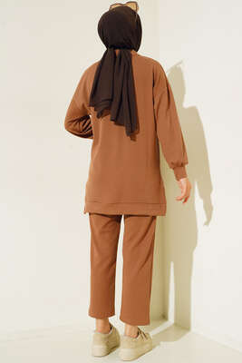 Klasik Yaka İnce Fitilli İkili Takım Camel - İKİLİ TAKIM