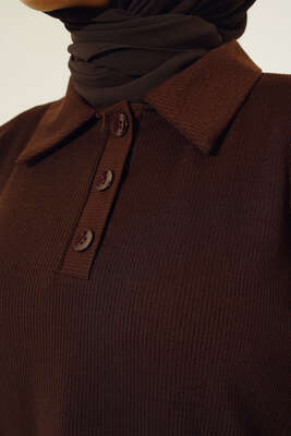 Klasik Yaka İnce Fitilli İkili Takım Kahve - İKİLİ TAKIM