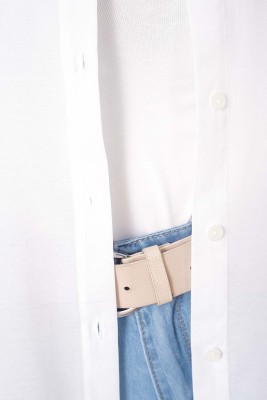 Klasik Yakalı Oval Kesim Beyaz Gömlek - Yılın Fırsatı