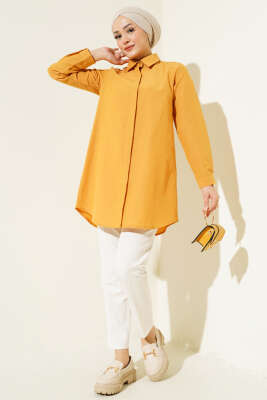 Klasik Yakalı Oval Kesim Camel Gömlek - Yılın Fırsatı