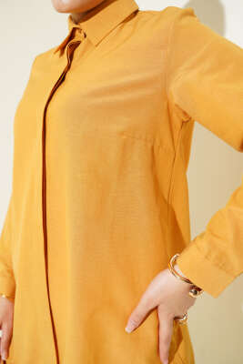 Klasik Yakalı Oval Kesim Camel Gömlek - Yılın Fırsatı