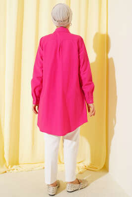 Klasik Yakalı Oval Kesim Fuşya Gömlek - Yılın Fırsatı