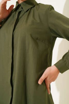 Klasik Yakalı Oval Kesim Nefti Gömlek - Yılın Fırsatı