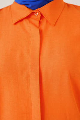 Klasik Yakalı Oval Kesim Oranj Gömlek - Thumbnail