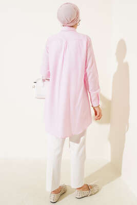 Klasik Yakalı Oval Kesim Pembe Gömlek - Yılın Fırsatı