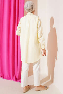 Klasik Yakalı Oval Kesim Sarı Gömlek - Yılın Fırsatı