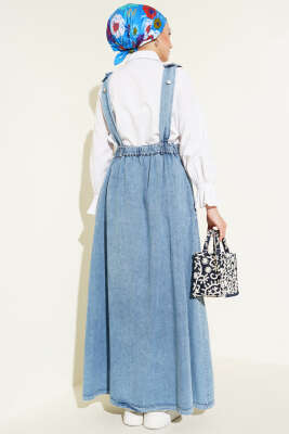 Kloş Bel Lastikli Jile Açık Kot - Tesettür Elbise