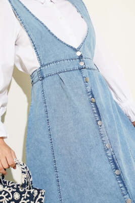 Kloş Bel Lastikli Jile Açık Kot - Tesettür Elbise