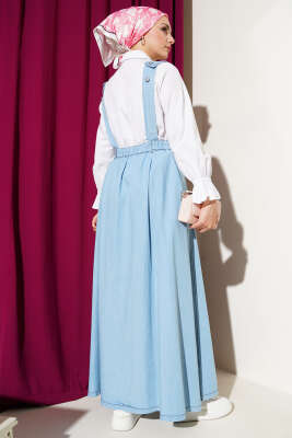 Kloş Bel Lastikli Jile Buz Mavisi - Tesettür Elbise