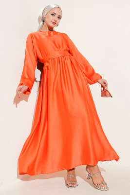 Kloş Beli Lastikli Elbise Abiye Oranj - 300-500 TL Ürünler
