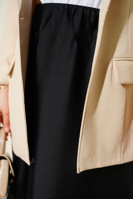 Kloş Beli Lastikli Saten Etek Siyah - Etek