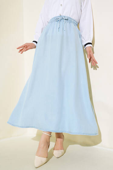 Kloş Cepli Etek Buz Mavisi - Etek