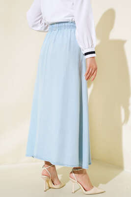 Kloş Cepli Etek Buz Mavisi - Uzun Etek