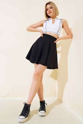 Kloş Kısa Etek Siyah - Kadın Giyim Modelleri