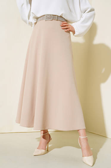 Kloş Model Etek Bej - Yılın Fırsatı