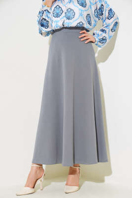 Kloş Model Etek Gri - Uzun Etek