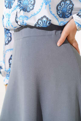 Kloş Model Etek Gri - Uzun Etek