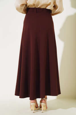 Kloş Model Etek Kahve - Uzun Etek