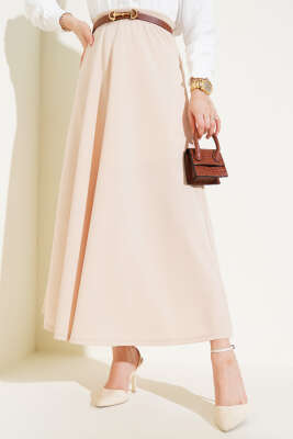 Kloş Model Etek Krem - Uzun Etek