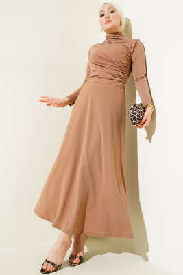 Kloş Model Etek Latte - Uzun Etek