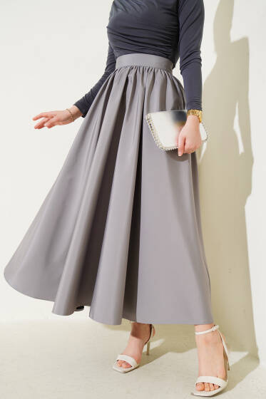 Kloş Tafta Etek Gri - Etek