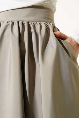 Kloş Tafta Etek Kum Bej - Uzun Etek