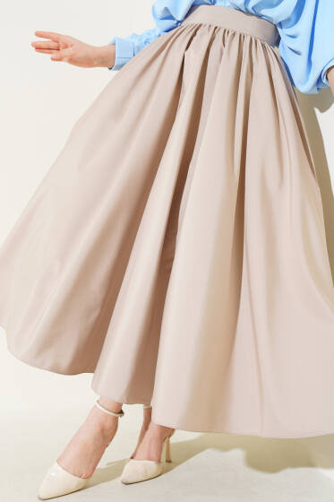 Kloş Tafta Etek Latte - Uzun Etek