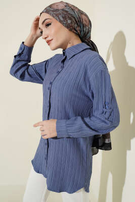 Kol Apoletli Gömlek Mavi 