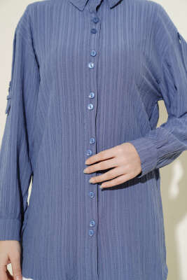 Kol Apoletli Gömlek Mavi - Gömlek