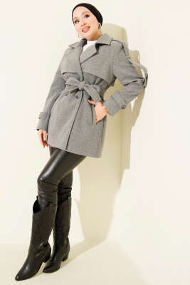 Kol Apoletli Parçalı Kısa Kaşe Kaban Füme - Kaban