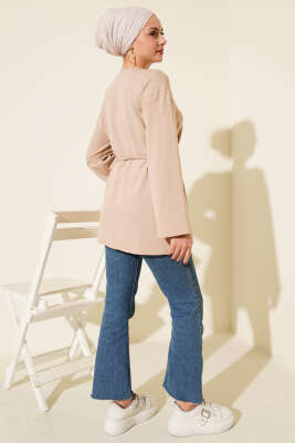 Kol Armalı Loyşa İp Kuşaklı Tunik Bej - Yılın Fırsatı