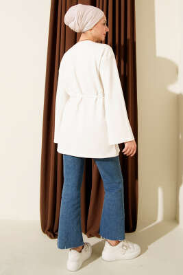 Kol Armalı Loyşa İp Kuşaklı Tunik Ekru - Yılın Fırsatı