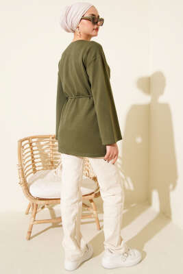 Kol Armalı Loyşa İp Kuşaklı Tunik Haki - Tunik