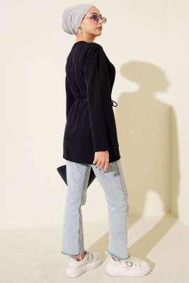 Kol Armalı Loyşa İp Kuşaklı Tunik Lacivert - Tunik