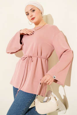Kol Armalı Loyşa İp Kuşaklı Tunik Pudra 