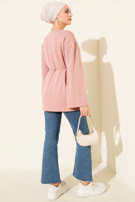 Kol Armalı Loyşa İp Kuşaklı Tunik Pudra - Yılın Fırsatı