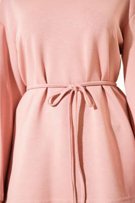 Kol Armalı Loyşa İp Kuşaklı Tunik Pudra - Yılın Fırsatı