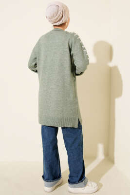 Kol Bağcık Detaylı Triko Tunik Çağla Yeşili - Tunik