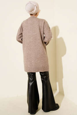 Kol Bağcık Detaylı Triko Tunik Vizon - Tunik