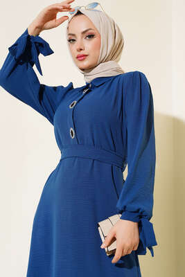 Kol Bağlamalı Elbise İndigo - Elbise