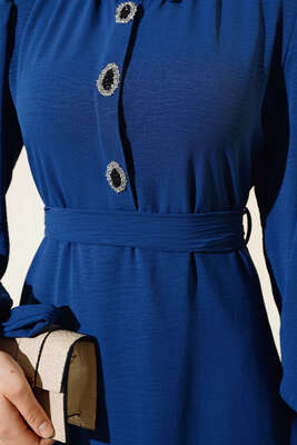 Kol Bağlamalı Elbise İndigo - Elbise