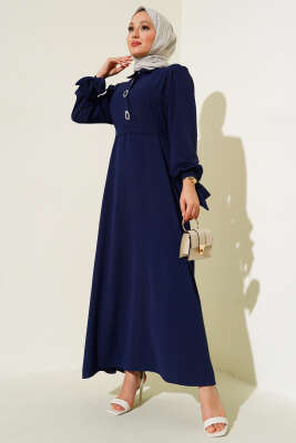 Kol Bağlamalı Elbise Lacivert 