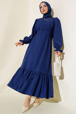 Kol Bileği Gipeli Kat Elbise Lacivert 